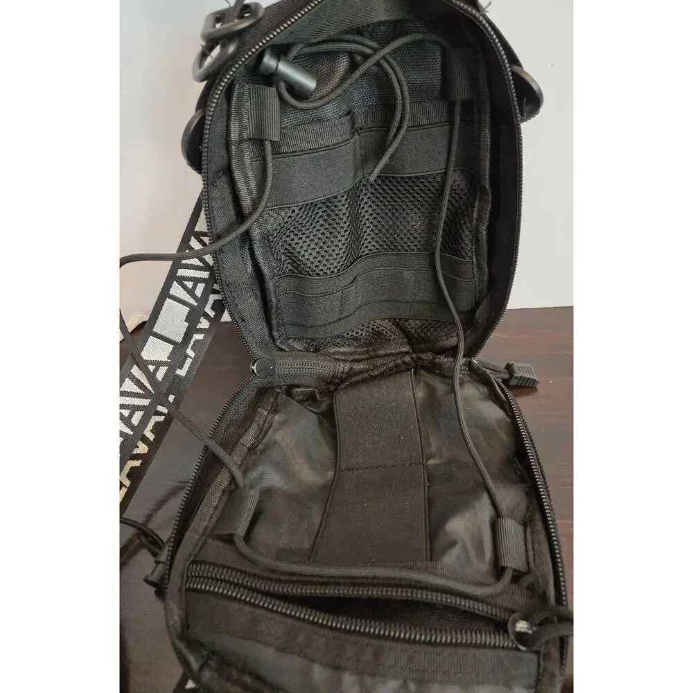 Laval Utility Crossbody Side Bag Travel Black Nylon Adjustable Strap Lightweight